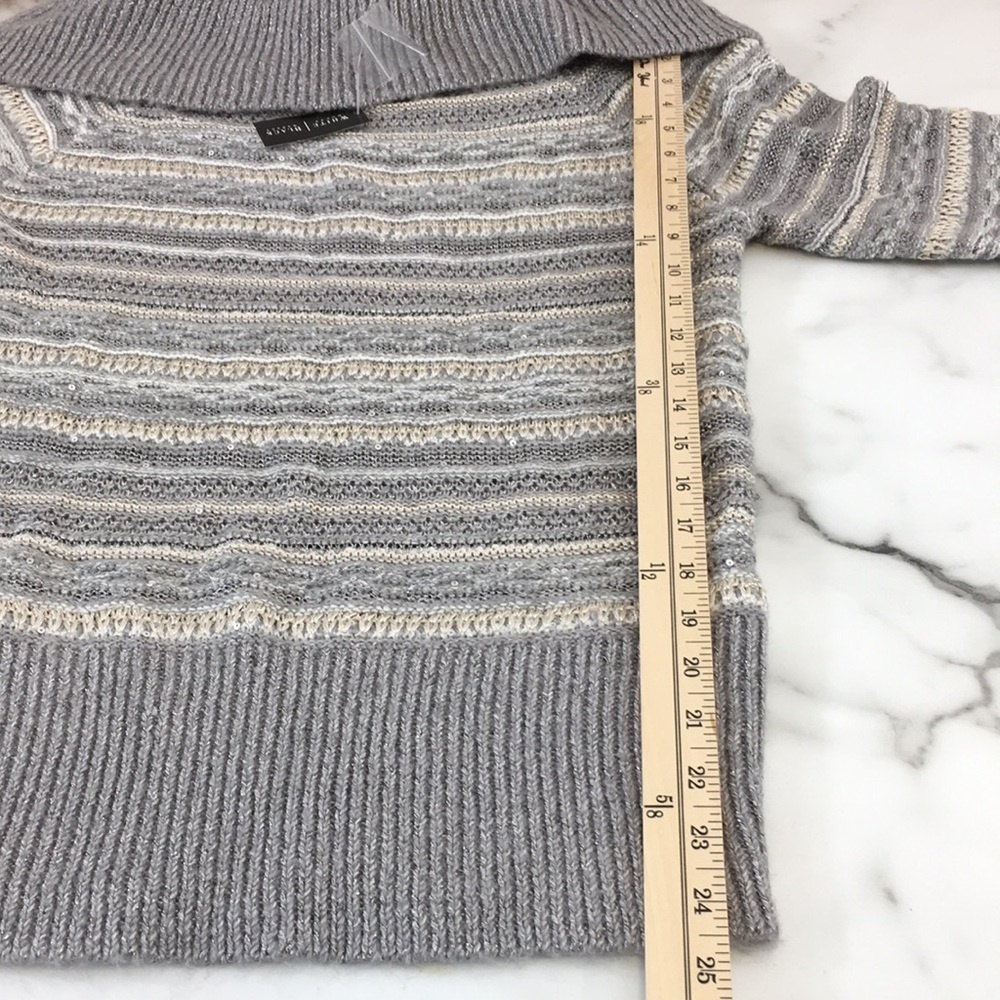 White House Black‎ Market Striped Off-The Shoulder Sweater Womens Large Pullover - Picture 10 of 16